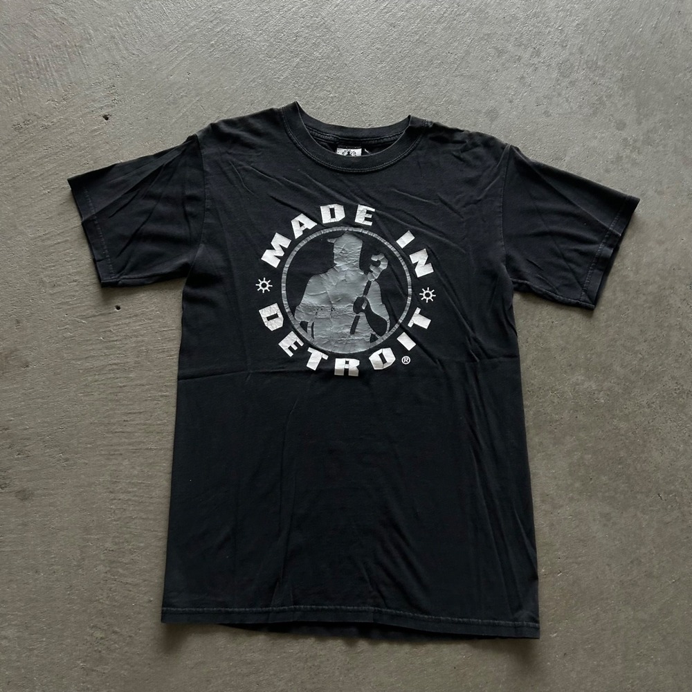 Vintage 90s Made In Detroit Shirt Size Small Black Motor Company‎ Workwear